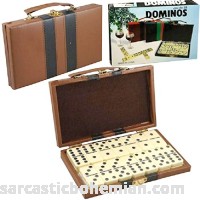 Domino Double Six Ivory and Black Tilex with Metal Spinners in Deluxe Travel Case with handles B073ZP1PZ7